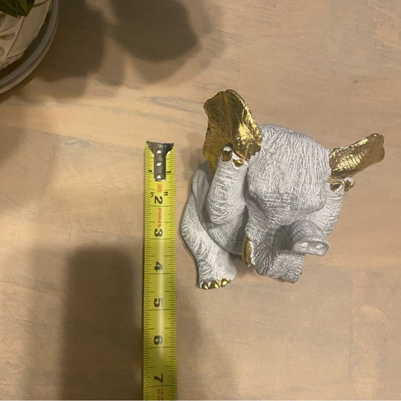 Cute Elephant 7 inch Decor Statue Gold/White/Gray - Picture 8 of 8